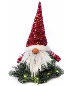 Albero di natale con folletto e led, 24x24x45 cm